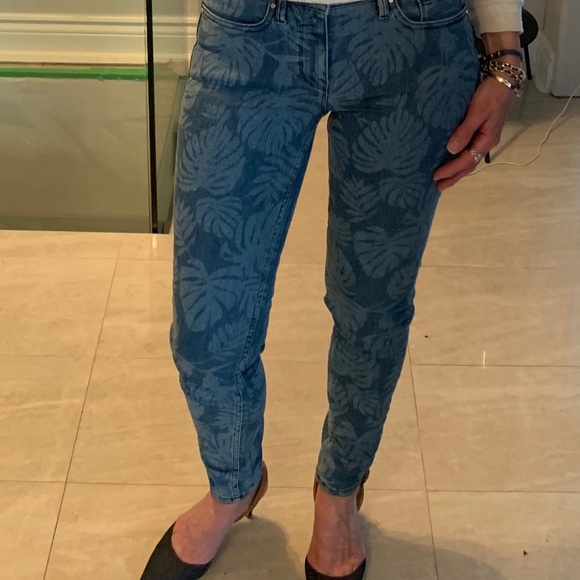 Palm Leaf Laser Printed Skinny Jean - Picture 2 of 6